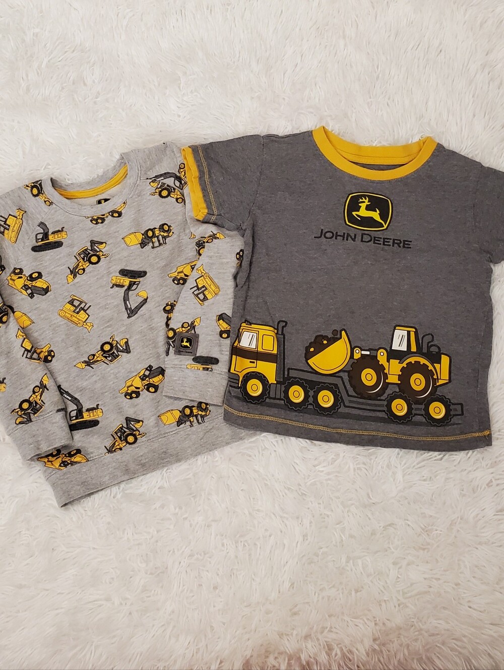 John Deere Gray & Yellow Construction Tee And Sweatshirt 3T